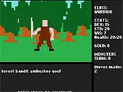 Screenshot of Quest Space showing a simple text display that progresses with a spacebar press, symbolizing an idle adventure game