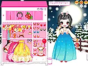 New Year's Party Dress Up free online game screenshot, showing a woman in a glamorous dress ready for the countdown