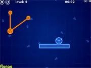 NeoLife physics puzzle game free online screenshot showing a rope and blue balls about to roll off the screen
