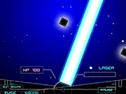 Screenshot of Star Fall Shooter game online showing a cannon firing projectiles at falling star shapes and cosmic debris