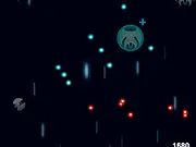 Astroblaster free online space shooter game screenshot, showing two spaceships firing blasters at each other