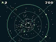 Play Galaticus free online space shooter game. A spaceship is shown blasting waves of enemies in a cosmic quadrant.