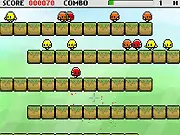 Play Little Blighters free online arcade game. The screen shows small enemies falling from the top, about to be exploded by the player.
