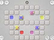 Play Color Move free online logic puzzle game. The screen shows a colorful grid where the player strategically moves tiles to fill all the corresponding colored spots.