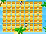 Black Beard's Gold game screenshot showing Captain Pete near a pirate treasure chest and a skeleton on PlayArcadeHub