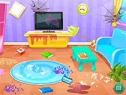Baby Eva Fun Activities kids game screen showing the baby character Eva and a tea party table