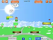 Sticky and Bouncy free online game screenshot, showing a ball bouncing off one surface and sticking to another to solve the level