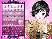 Hush Her Secret online makeup game screenshot showing a girl getting a digital beauty makeover, with various cosmetics and makeup tools.