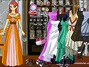 Screenshot of the free online fashion game Expressive Prom Model, showing a girl wearing an elegant dress, choosing a hairstyle and customizing her look for the prom