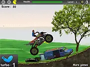 Play Monster Rider free online quad bike game on PlayArcadeHub, crushing cars and grabbing stars over rough terrain