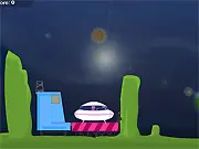 UFO Rescuer online game, flying a UFO to shoot turrets and save aliens