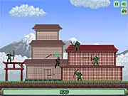 Ninja Rush action game screenshot, ninja running through a castle, free online platformer game