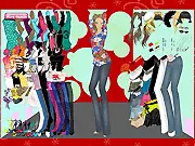 Diana Jeans Dressup free online game screenshot, girl wearing jeans and trying on different tops, fashion makeover game focusing on denim