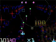 Screenshot of Grid Runner++ online game featuring vibrant retro graphics, fast-paced movement on a neon grid, and an arcade score counter.