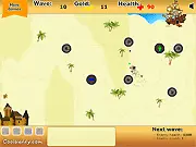 Gameplay screenshot of Pirates: Gold Hunters, a free online tower defense game where you defend a castle from pirates