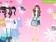 Princess Angela Fashion game screenshot showing a bubbly young princess character wearing a cool, stylish dress