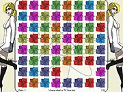 The grid of the Atomized Match 3 online game, showing various colored atoms ready to be swapped and matched to create a chain reaction.