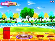 Chocolate Mousse Cake Game free online simulation screenshot, showing ingredients and steps for baking a delicious dessert.