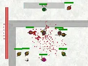 Ancient Warrior action game online, hero fighting an unending crowd of enemies with a slice weapon.