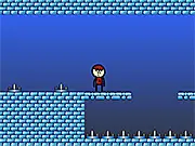 Gameplay screenshot of Bemin X 3, showing the blocky main character in a surreal 8-bit and 3D environment, play free online game