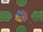 A game screenshot of a defense-strategy scenario, likely showing a fortified base or castle on a hill being assaulted by an enemy army, emphasizing the 'defending territory' theme.