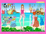 Amy wearing a nice, stylish beach dress and accessories, ready for a fun day at the sea in the free online Amy Beach Fashion game