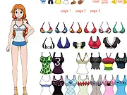 Nami Dress Up 3 online game featuring the One Piece character Nami, Straw Hat Pirates navigator fashion game, PlayArcadeHub
