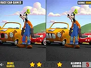 The Goofy Car Differences game screen showing two identical-looking cartoon images of a brightly colored, quirky car to challenge the player's focus