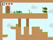 Screenshot of Chameleon Quest, a free online adventure game where a hero battles elemental guardians on PlayArcadeHub.
