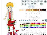 Digimon Character Creator online game, designing a human Tamer avatar with anime-style options, PlayArcadeHub free game