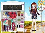 Multicolored Autumn Dress Up game online, cute girl in green yellow red autumn outfits, free fashion game, PlayArcadeHub