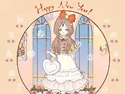 Happy New Year Dress Up free online game image, featuring a girl in a glamorous new year's eve party dress
