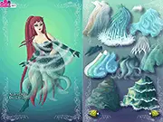 Water Queen Dress Up free online game, character of a mysterious water queen, dressing up in fantasy ocean-themed clothes, play free on PlayArcadeHub