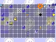 Screenshot from the Ghost' N Brothers free online puzzle platformer game showing the two small ghost characters near a trap on a colorful pixel-art level.