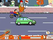 Pizza Rush free online delivery game – a top-down arcade game where a delivery boy evades cars to deliver pizzas
