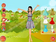 Gaby Farm Dressup game screenshot – Gaby wearing a fashionable country outfit standing on a farm