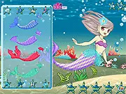 Screenshot of the Mermaid Friends Dressup free online game, showing two mermaid characters with various options for tails, hairstyles, and accessories.