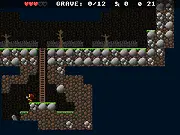 The Necromancer Robot character (NecRobot) standing over a gravestone, actively looting body parts in a spooky graveyard scene.