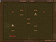 The round, brown character Pou jumping across platforms to collect a yellow star and a blue diamond in the game Pou Super Adventure.