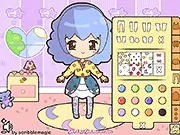The main character from the Cute Girl Dress Up game showing off a newly designed adorable outfit
