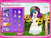 Sunflower Princess with a stylish hairstyle wearing sparkly clothes from the free online dress up game.