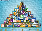 Triangle Mahjong free online tile matching game screenshot, Mahjong tiles arranged in a triangular shape