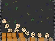 Screenshot of Fruit-Rain puzzle game showing colorful fruits being dragged to their correct positions to avoid repeating the level
