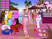 Kimono Attraction free online dress-up game featuring traditional Japanese kimono fashion and hairstyles.