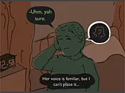 Screenshot of Face The Dilemma online game, showing a character panel in comic book style facing a difficult choice.