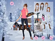 Monica Winter Dressup free online game screenshot showing a girl wearing a stylish warm coat, scarf, and boots for the cold weather