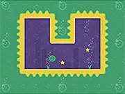 Screenshot of the Bblubble puzzle game showing the bubble character being dragged toward a hole through a geometric maze