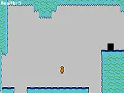 Screenshot of the Apologeticum puzzle game showing a character near a platform, illustrating the point where gravity will reverse.