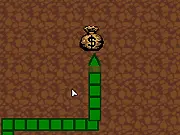 Finna free online puzzle game screenshot of a sprout dodging boulders and collecting money bags