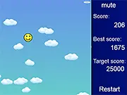 Smiley Cloud Jump free online platformer game, jumping high on clouds to avoid falling.